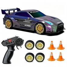 2.4GHz Remote Control Drift Race Car, Wireless High-Speed Motion Drift Car With LED Headlights And Chassis Lights, Realistic Racing Car Model Shock-Resistant Toy Car, Suitable As Birthday And Holiday Gift For Boys - Multicolor - View 3