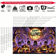 1pc Purple-Toned Full Moon Cemetery Halloween-Themed Banner, Made Of Polyester Material, Suitable For Halloween, Script Killing Venues, Store Settings, Escape Room Settings, Store Decoration, Festival Parties, And General Themes. - A - View 3