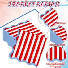 Wavy Edge Paper Cocktail Napkins, Red And White Stripes With Blue Border, Disposable Beverage Hand Towels, Summer Party Tableware Decoration - Blue - View 4