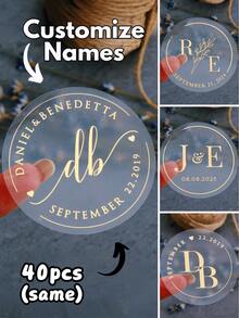 Wedding Initial Sticker Gold, 10/20/40/80/160/320pcs, Personalized Foil Sticker Custom Rose Gold Label, Easter Gift Valentine's Day Gift, Her Gift, His Gift, Mom's Gift, Friend's Gift, Home Decoration, Decoration, Personalized Gift, Custom Gift. - Multicolor - View 14