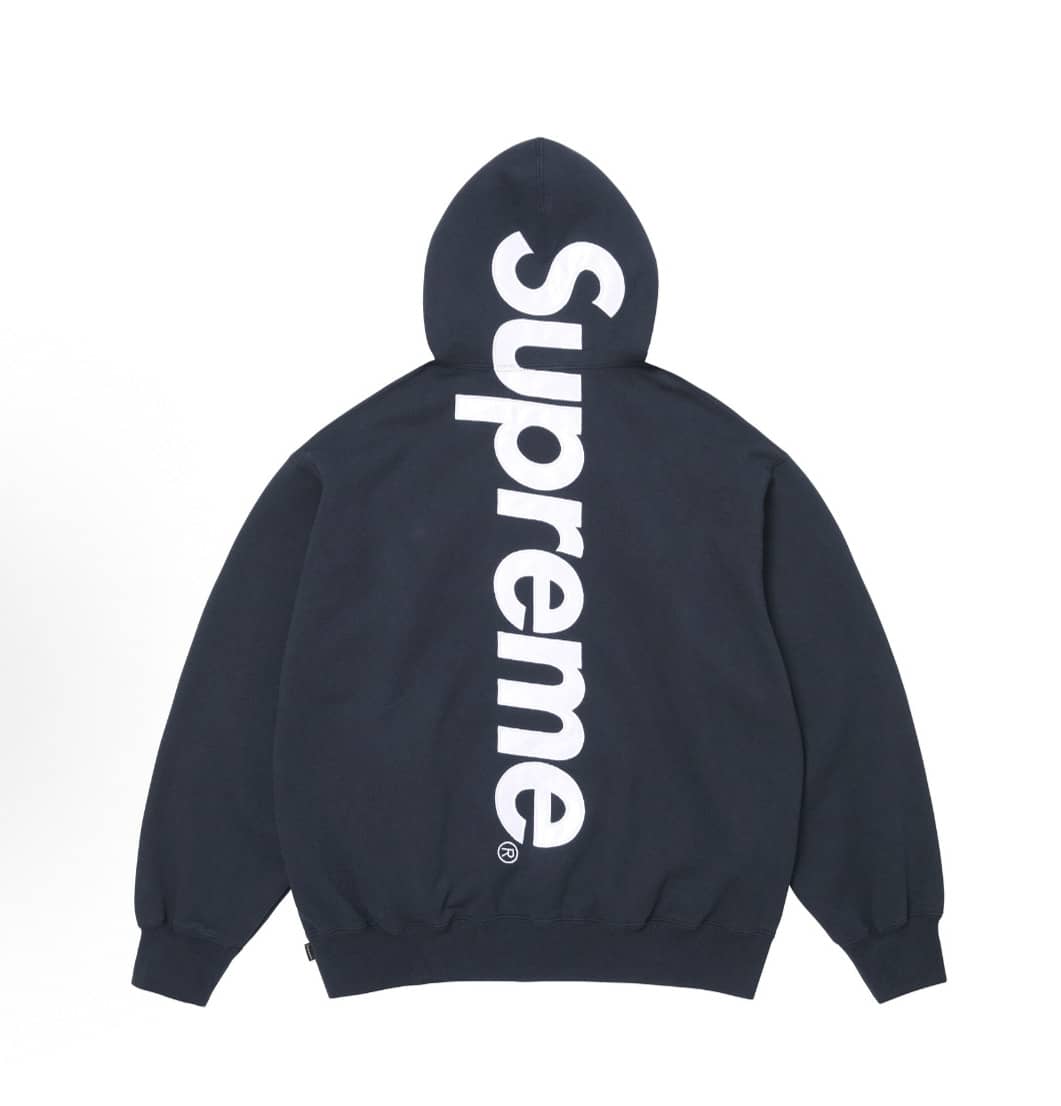 Supreme Satin Applique Hoodie FW24 | Premium Heavyweight Crossgrain Fleece Hoodie, Streetwear Layering Set For Men & Women - Hidden Blue Hoodies - 查看 1