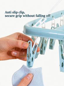 Rotating 32-Clip Plastic Clothes Drying Rack, 32-Clip Foldable Wind-Resistant Drying Rack - Space-Saving Foldable Hanger, Ideal For Socks, Underwear And Small Clothing Items, Perfect For Bedroom, Bathroom, Closet - Multicolor - View 3