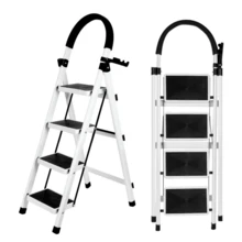 3/4 Step Ladder With Work Platform, Load 150 Kg Folding Step Ladder, Large Non-Slip Folding Step, Steel Step Stool Adult Foot - 4-step White - View 8