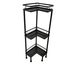 1PC Bathroom Corner Storage Rack, Wall Corner Three-Tier Triangle Shower Shelf With Soap Holder And 2 Hooks, Large Capacity Corner Rack Suitable For Bathroom, Lounge - Black - View 7