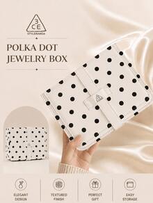 3CE Sanxi Jade Polka Dot Jewelry Box, 22*17cm, Synthetic Leather Surface, Interior Protection For Storing Jewelry, Suitable For Home Storage And Travel Organization - Multicolor - View 3