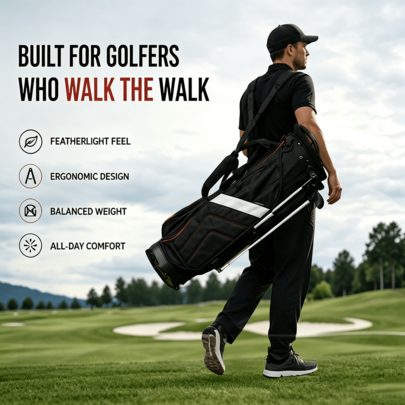 1pc Large Capacity Vertical Golf Stand Bag, Thickened Polyester Fabric, Multi-Compartment Club Storage, Stable Stand Golf Carry/Backpack Bag, High-Density Tear-Resistant Fabric, Full-Body Cushioning Pressure-Relief Carrying System, Portable Golf Bag For Amateur Tournaments, Outdoor Hiking And Course Play