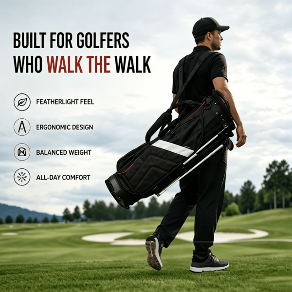 1 pièce Sac de golf vertical grande capacité, tissu polyester épaissi, rangement multi-compartiments pour clubs, sac de transport/sac à dos de golf stable, tissu haute densité résistant aux déchirures, système de transport avec rembourrage intégral et soulagement de la pression, sac de golf portable pour tournois amateurs, randonnée en plein air et jeu sur le parcours