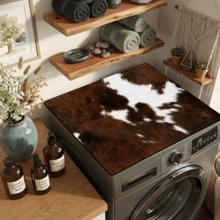 1pc Cow Print Washable Laundry Mat, Non-Slip, Waterproof, Durable, Retro Style Laundry Room Rug, Kitchen Floor Mat, Bathroom Laundry Decor - Multicolor - View 4