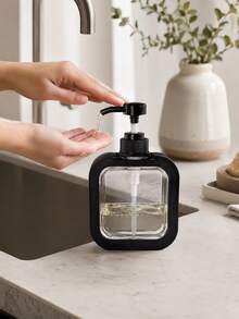 1 buah Botol Pompa Transparan Isi Ulang untuk Sabun Cuci Tangan, Parfum, Losion, Sabun Cuci Piring, Gel Mandi, Dispenser Ukuran Perjalanan dengan Pompa untuk Kamar Mandi - Hitam - View 5