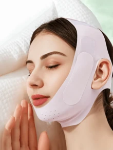 Women's V-Shaped Face Mask Strap - Facial Bandage, Suitable For Home/Sleep/Sports/Yoga And Other Occasions. - Pink - View 2
