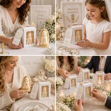 10 Sets Virgin Mary Candle Favor Gift Set, Includes Gift Box And Card, Gold Religious Baptism Party Favors, Suitable For Baby Baptism, First Communion, Church Celebration - White & Gold - View 6