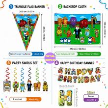 Roblox Set Dekorasi Ulang Tahun 32 Buah Motif Karakter Game Piksel Warna-warni dari Kertas & Kain, Bendera Segitiga, Latar Belakang Foto, Spiral Gantung, Spanduk Huruf Selamat Ulang Tahun, Cocok untuk Pesta Ulang Tahun, Halloween, Thanksgiving, Dekorasi Natal - A - View 5