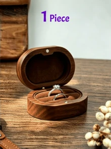 Black Walnut Wood Jewelry Box For Rings, Necklaces, Earrings Storage, Vintage Engagement Ring Case - Brown - View 19
