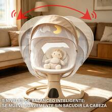 Smart Electric Baby Rocker, Extended Length, Power Mode, Battery Mode, Five Speeds, Bluetooth Music, And Mosquito Net, Local Shipping - Apricot - View 3