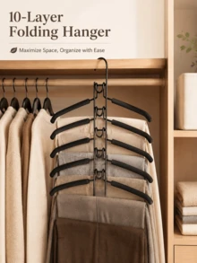 Ergonomic Multi-Layer Clothing Storage Rack, Heavy-Duty Metal Wire Standard Clothes Hanger, High-End Multi-Functional Clothes Hanger, Suitable For Busy Professionals, Applicable For Apartment, Dorm Small Space Daily Storage Of Shirts And Pants - Multicolor - View 2