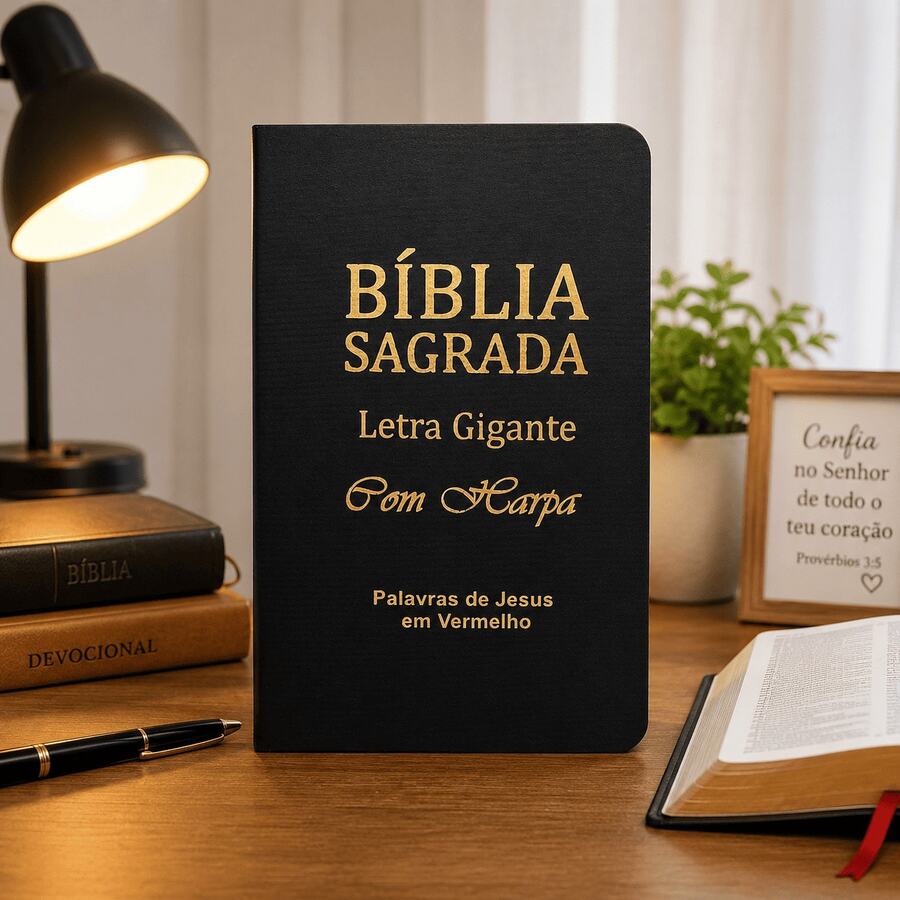 Bíblia Sagrada  Letra Média Com Harpa e Corinhos Palavras De Jesus Em Vermelho (PRETA LUXO)