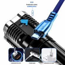 Linterna LED Recargable de Alta Potencia con 4 LEDs y Luz COB Lateral - Negro - Ver 4