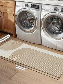 SANJIANGDI 1pc Of Beige, Arched, Striped Pattern Rubber Mat With A Soft Cushion, Easy To Absorb Water And Clean. Suitable For Use In Kitchens, Bathrooms, And Other Areas. It Is Versatile Throughout The Year And Suitable For Various Holidays. - Multicolor - View 16
