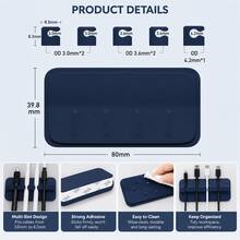 1 Set Magnetic Silicone Cable Organizer, Multi-Functional Data Cable Storage Clip, High Aesthetic, Portable, Desk Organizer, Christmas Decoration, Christmas, Halloween, Suitable For Office, Desk - Blue Magnetic - View 3