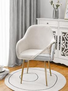 1pc Curved Armrest Chair Cover, High Elasticity Solid Color Polyester Fiber All-Season Universal Chair Slipcover - Light Grey - View 4