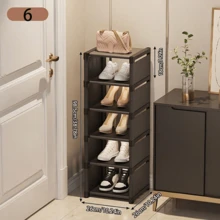 1 pieza Estantería metálica ajustable de 4/6/8 niveles - Sin herramientas necesarias, estantería de almacenamiento de entrada portátil, adecuada para dormitorio y hogar, solución de almacenamiento de zapatillas y zapatos de varias capas, diseño minimalista blanco/negro | Organizador de zapatos duradero - Negro - Ver 16