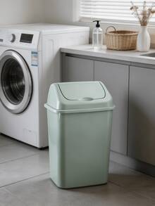 1pc Swing Lid Plastic Trash Can, Sealed Flip Top Waste Bin, Large Capacity Odor Proof Rubbish Container For Bedroom Bathroom Kitchen Office Home Use - Random Color - View 4