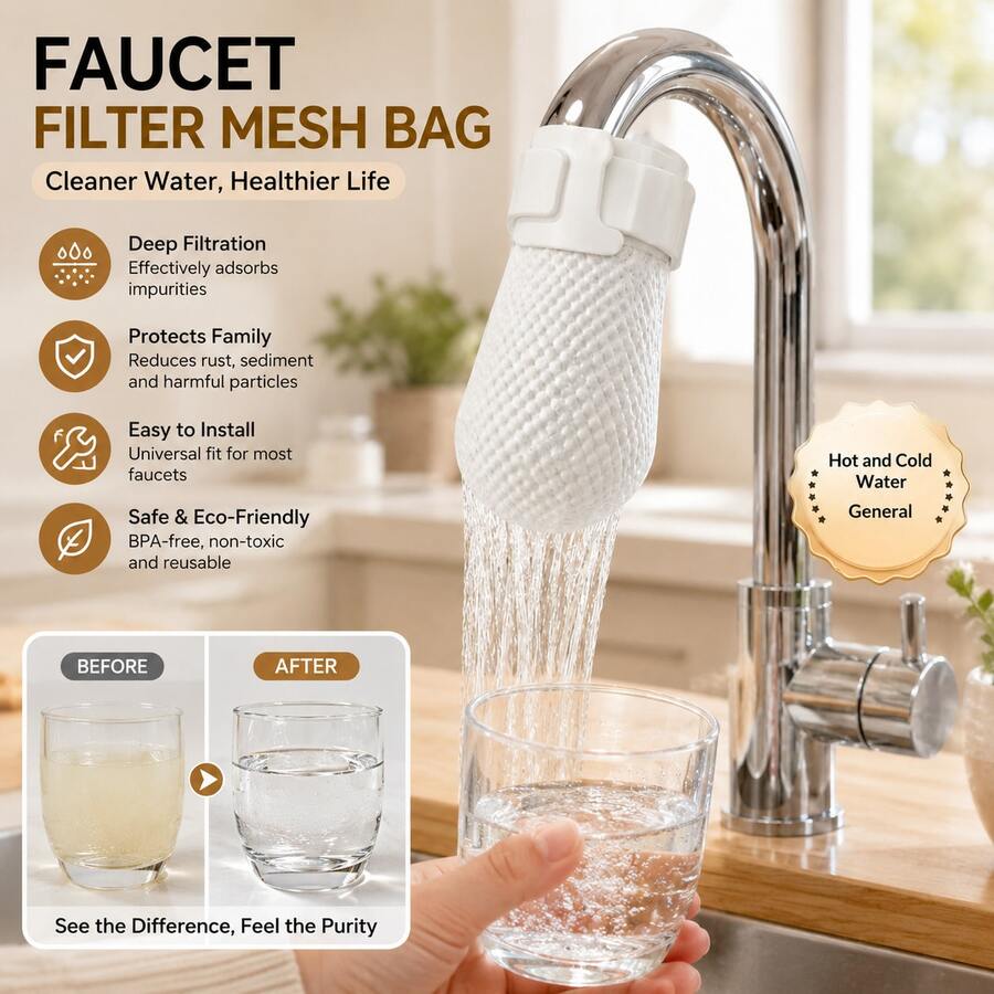 10 Pcs Faucet Filter Cotton Straps Disposable Faucet Filter Mesh Bag Thickened Filter Cotton Tap Water Sediment Rust Removal Filter Sock Anti-Splash Water Purifier Bag Universal For Kitchen Sink Well Spring Tap Water Fits Most Faucets