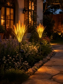 1pc Solar Powered Artificial Wheat Stalk Light, Warm White LED Landscape Decorative Light, IP65 Waterproof, Suitable For Yard, Garden, Villa And Lawn Decoration - Wheat Ear - View 7