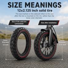 GLDYTIMES 12x2.125 Electric Scooter Solid Replacement Tire, 12.5x2.25 Puncture-Resistant Anti-Slip Durable Tire, Suitable For Razor Pocket Mod - Black - View 2