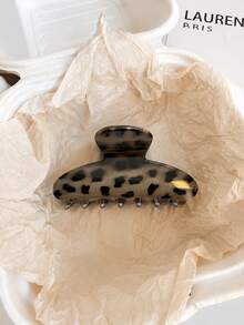 2/1pc Women's Coffee Color Fish Tail Leopard Print Semi-Oval Hollow Crescent Hair Clip, Fashionable Versatile, Elegant Minimalist, Bathroom Hair Accessory, Suitable For Daily Outings, Casual Gatherings, Commuting, Beach Vacation, Hairstyle Design, Ponytail, Updo, Face Washing, Bathing, Makeup And Other Occasions, Can Be Matched With Clothing, Ideal Hair Accessory And Headpiece - Multicolor - View 7