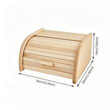 1pc Roll Top Bamboo Bread Box, Large Capacity Wooden Bread Storage Container, Countertop Bread Keeper With Rolling Lid, Food Storage Bin For Loaves Pastries Kitchen Counter Organizer - Multiple Specifications - View 12