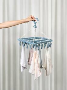Rotating 32-Clip Plastic Clothes Drying Rack, 32-Clip Foldable Wind-Resistant Drying Rack - Space-Saving Foldable Hanger, Ideal For Socks, Underwear And Small Clothing Items, Perfect For Bedroom, Bathroom, Closet - Multicolor - View 6