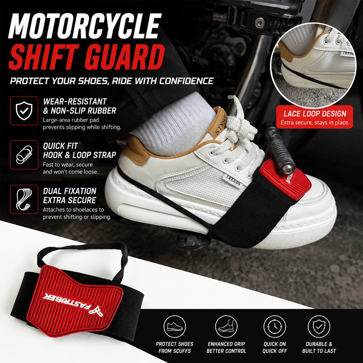 Motorcycle Gear Shift Pad, Rubber Foot Peg Decor Pad For Motorcycle Riding - A - View 1