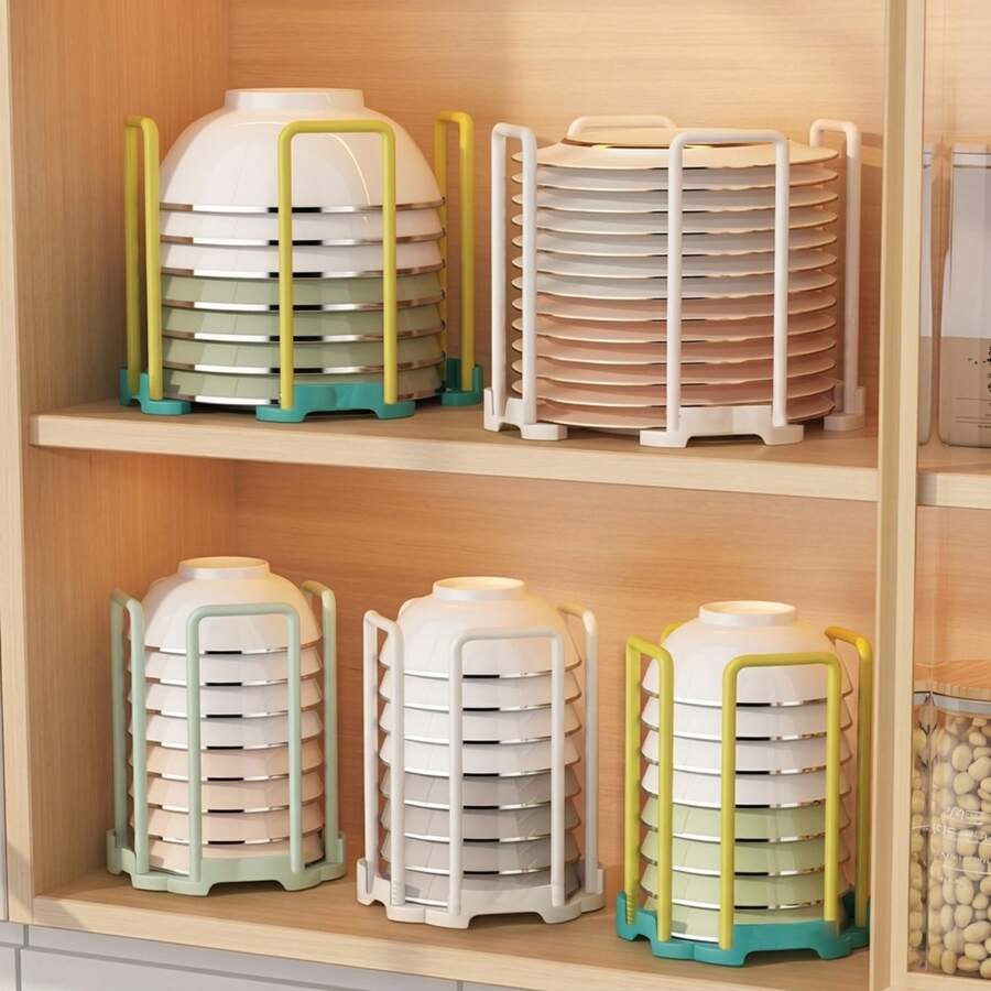 1pc Expandable Vertical Dish Rack - Adjustable Kitchen Cabinet Storage Shelf, Space-Saving Stackable Dish Organizer - Fits 4.5 To 7.5 Inch Plates - ABS Plastic Material, Kitchen Sink Dish Drainer, Multi-Functional Dish Storage Rack, Back To School, Party And Holiday Essential, Summer Must-Have, Christmas Decoration