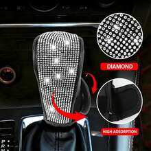 Bling Rhinestone Car Gear Shift Knob Cover, Crystal Diamond Auto Shift Lever Decor,Upgraded To A New Color, Leopard Print Diamond Gear Lever - A - View 7