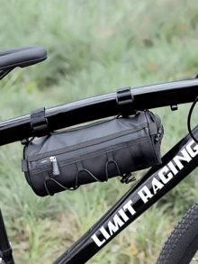 Large Capacity Adjustable Bicycle Handlebar Bag, Multi-Compartment Front Frame Bag With Handlebar Mount, Stylish Cylindrical Design, Elastic Storage System For Cycling Essentials - Multicolor - View 7