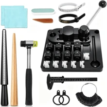 KLONKEE Multi-Function Ring Bending Machine Set Nylon Mold Making Tool Usuk Ring Measuring/Shaping Tool Set, 4-In-1 Ring Measuring Gauge, Jewelry Cleaning Cloth, Jewelry Making Ring Earring Bending Tool - Multicolor - View 1