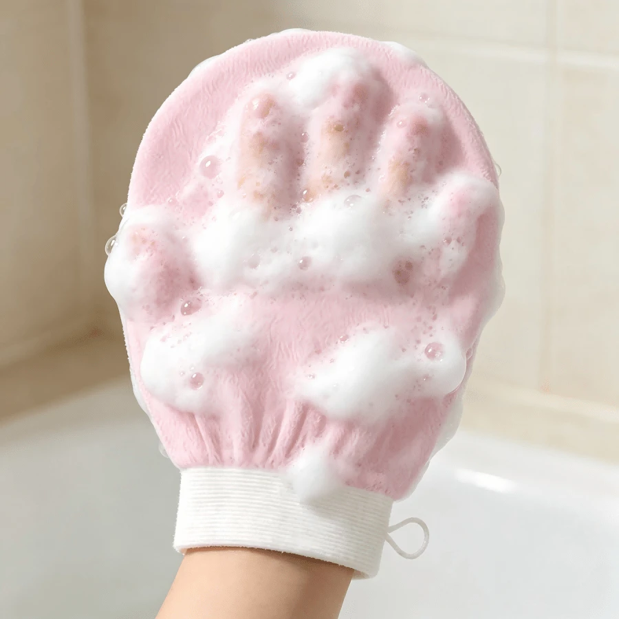 1 Set Of Randomly Colored Deep Exfoliating Gloves, Making The Skin Smooth And Translucent. Bath Scrub Cleaning Gloves, Gentle And Effective Korean Loofah Skin Exfoliating Sponge, Remove Dead Skin And Dirt, - One Size - View 1