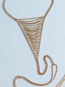 1PC Sexy Sparkling Multi-Layer Rhinestone Waist Chain Shorts Chain, Beach Party Valentine's Day Body Chain, Fashionable Women's Jewelry Accessory - Gold - View 2