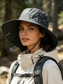 2 Styles Wearable Breathable Perforated Sun Hat, Wide Brim UV Protection Outdoor Bucket Hat, Suitable For Camping And Hiking - A - View 3