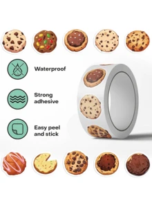500pcs Cookie Roll Stickers, Waterproof Vinyl Stickers, Suitable For Water Bottles, Cars, Laptops, Skateboards, Phones, Luggage, Helmets, Scrapbooks, Bicycles, Refrigerators, Computers - 1 Set - View 3