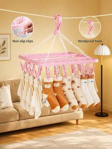 Rotating 32-Clip Plastic Clothes Drying Rack, 32-Clip Foldable Wind-Resistant Drying Rack - Space-Saving Foldable Hanger, Ideal For Socks, Underwear And Small Clothing Items, Perfect For Bedroom, Bathroom, Closet - Multicolor - View 7