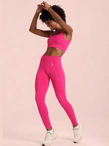 Women's Academia Butt-Lifting High-Compression Training Leggings - Magenta - 5780 - View 2