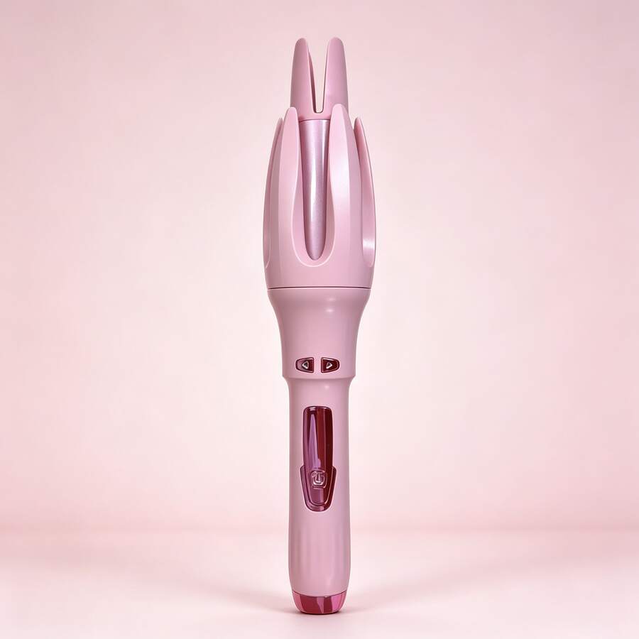 Fully Automatic Curling Iron With 4 Temperature Settings, Fast Heating, Bi-Directional Rotation, Automatic Shut-Off, Anti-Scald And Anti-Tangle Rotation Features, Perfect For Home And Travel. - Pink - View 1