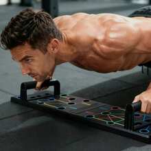 Prancha de Flexão Multifuncional dobrável Tábua para Flexão Multifuncional Dobrável Fitness com Manoplas - preto - Visão 10