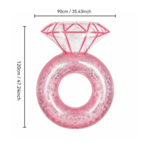 1 pieza Aro de natación con diamantes de purpurina rosa | Flotador de natación de PVC grueso de gran tamaño | Accesorio fotográfico para fiesta de piscina de verano - Rosa - Ver 6