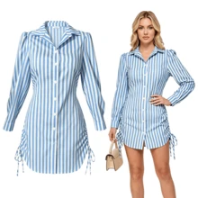 Women Mini Dresses - Light Wash - View 9