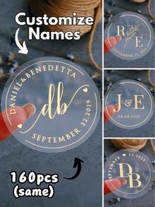 Wedding Initial Sticker Gold, 10/20/40/80/160/320pcs, Personalized Foil Sticker Custom Rose Gold Label, Easter Gift Valentine's Day Gift, Her Gift, His Gift, Mom's Gift, Friend's Gift, Home Decoration, Decoration, Personalized Gift, Custom Gift. - Multicolor - View 26