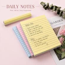 100/200 Sheets 4-Color Lined Sticky Notes, 10 X 15cm Large Self-Adhesive Memo Pads, Suitable For Students, Office, Home, School, Learning, Back To School Supplies - one-size - View 6