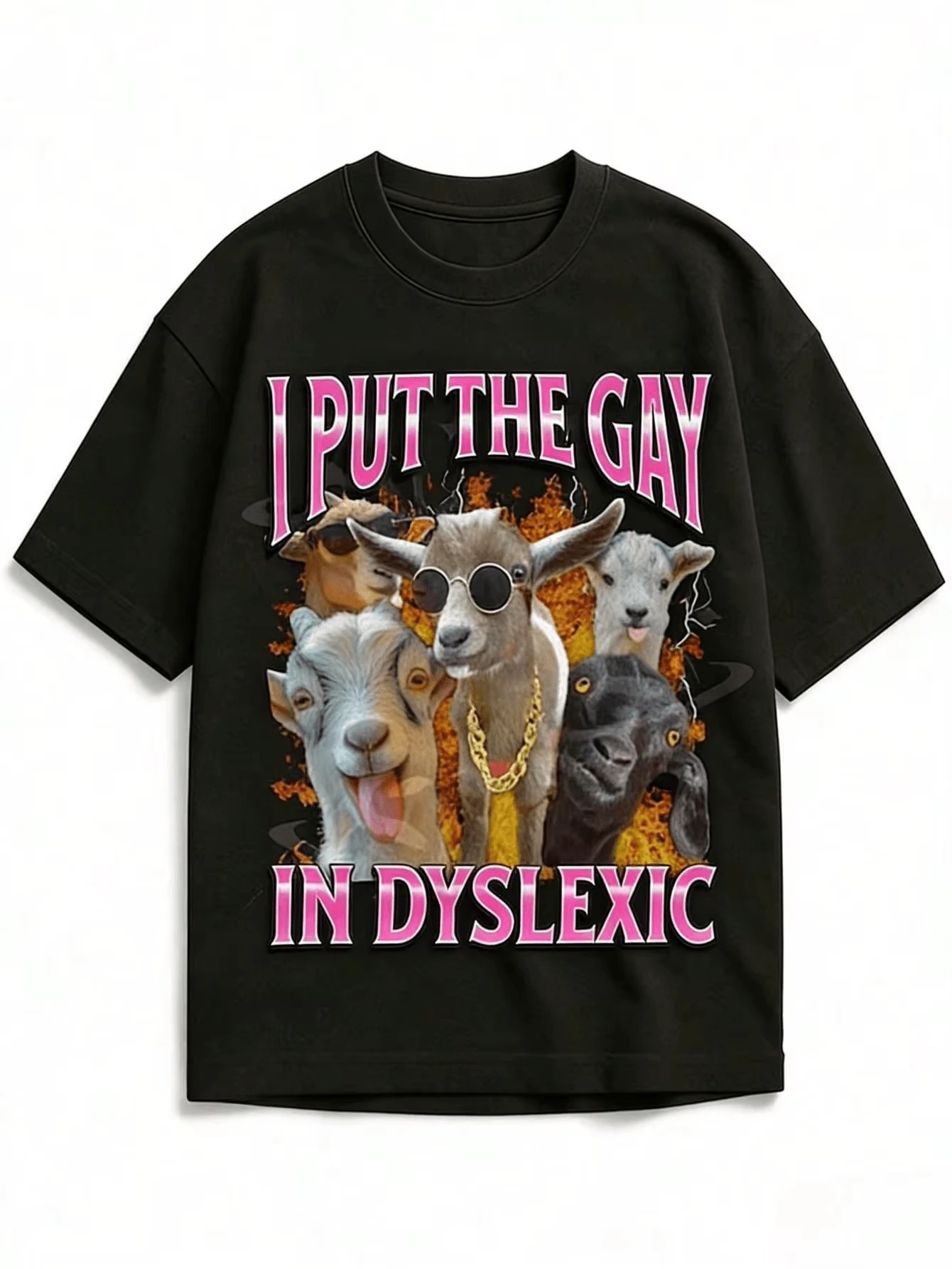 Conjuntos de Verano para Hombre, Camiseta con Meme "Puse el 'Gay' en 'Disléxico', Regalo Casual Extraño y Específico para la Generación Z, Ropa de Mujer - Negro - Ver 1
